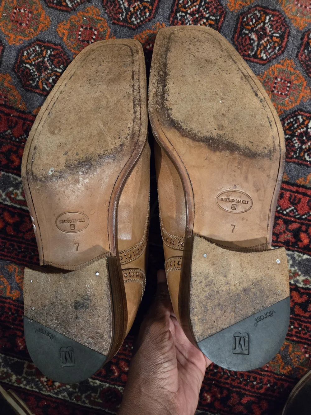 Bruno Magli Tan Leather Brogue Oxfords